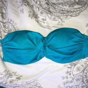 Blue strapless bathing suit top